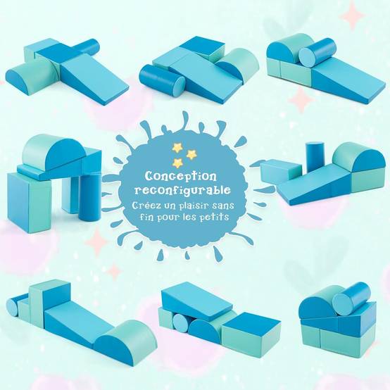 5PCS Parcours Motricité Bébé en Mousse avec Housse en PU, Module Motricité Bébé, Jouets Éducatifs pour Enfants d'Âge Préscolaire… - Image 3