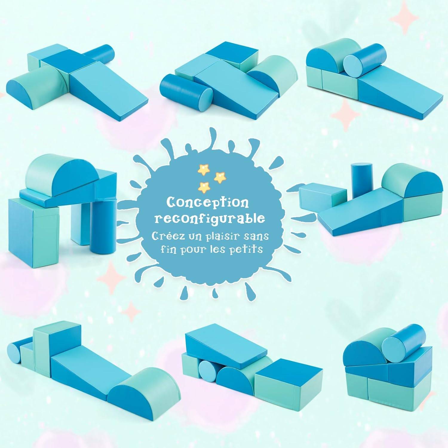 5PCS Parcours Motricité Bébé en Mousse avec Housse en PU, Module Motricité Bébé, Jouets Éducatifs pour Enfants d'Âge Préscolaire… - Image 3
