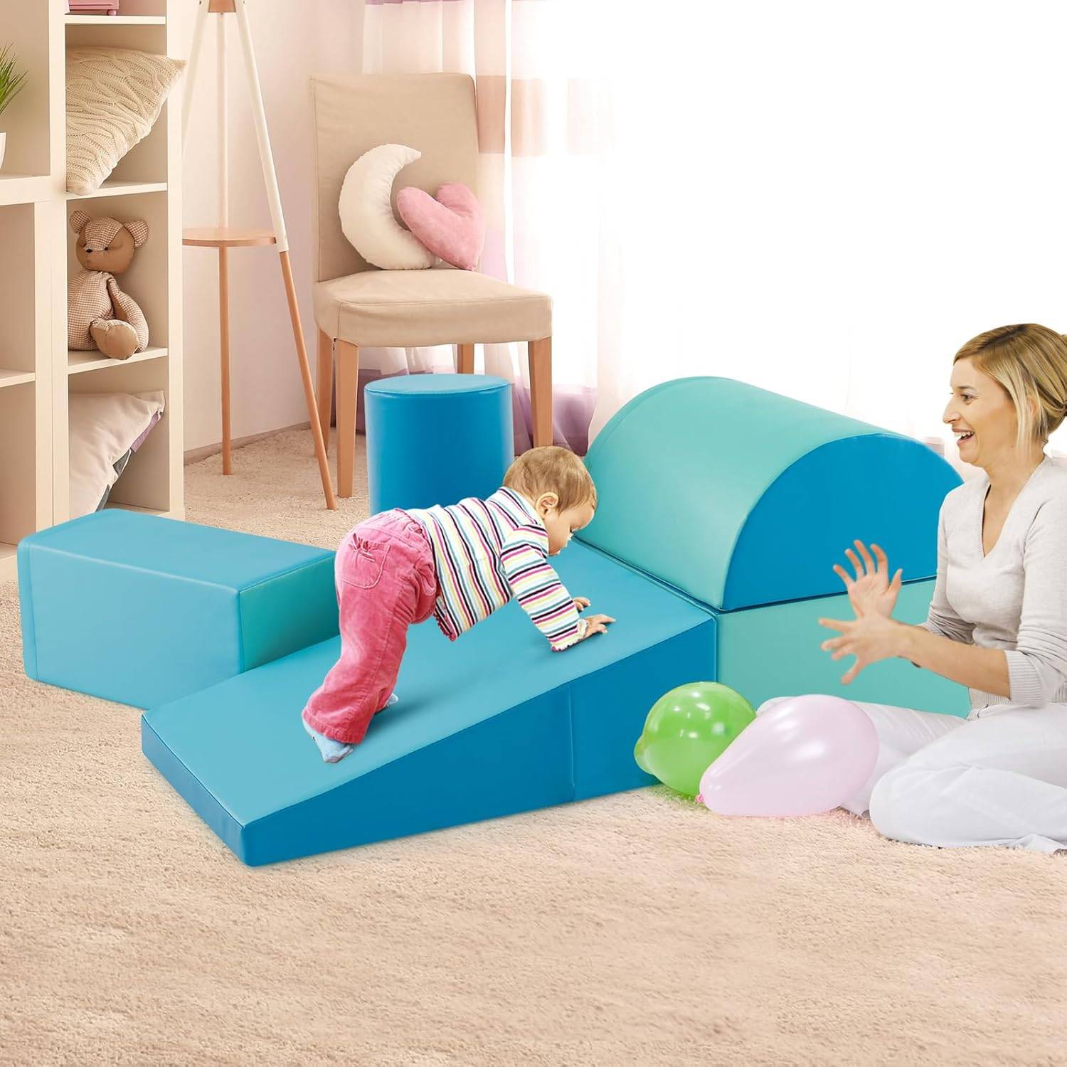 5PCS Parcours Motricité Bébé en Mousse avec Housse en PU, Module Motricité Bébé, Jouets Éducatifs pour Enfants d'Âge Préscolaire… - Image 8