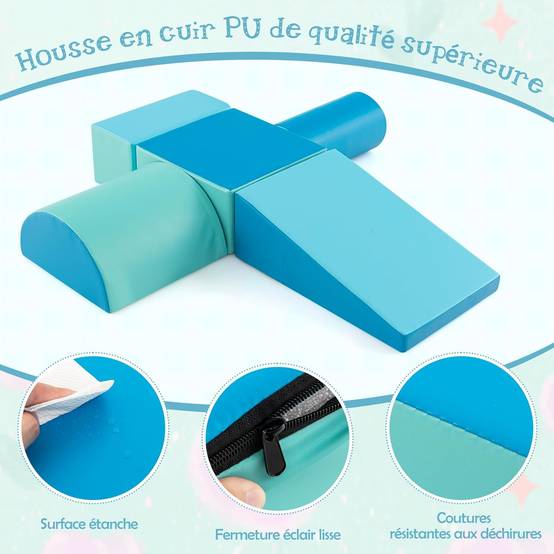 5PCS Parcours Motricité Bébé en Mousse avec Housse en PU, Module Motricité Bébé, Jouets Éducatifs pour Enfants d'Âge Préscolaire… - Image 2