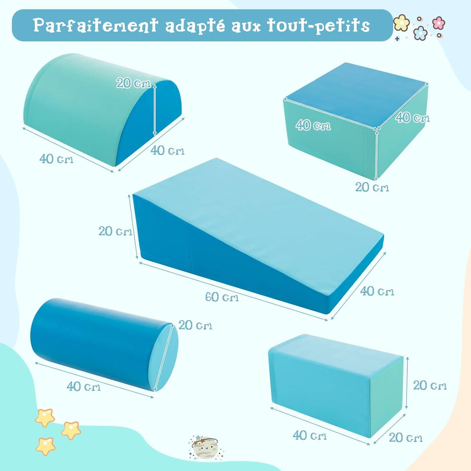 5PCS Parcours Motricité Bébé en Mousse avec Housse en PU, Module Motricité Bébé, Jouets Éducatifs pour Enfants d'Âge Préscolaire… - Image 5