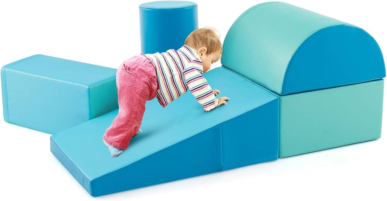 5PCS Parcours Motricité Bébé en Mousse avec Housse en PU, Module Motricité Bébé, Jouets Éducatifs pour Enfants d'Âge Préscolaire… - Image 1