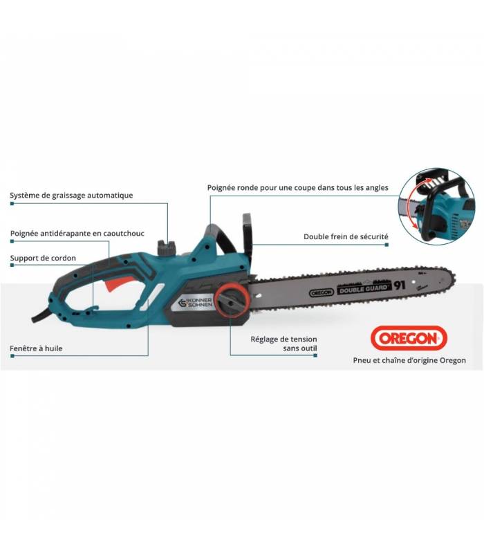 Tronçonneuse électrique 2200W avec guide et chaîne Oregon 40cm - Könner Söhnen KS CS2200-16 - Imagen 2