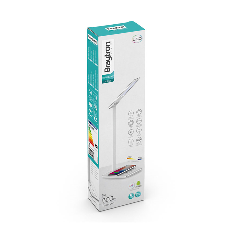 Lampe de bureau BRAYTRON LB145, blanc, 3en1, 5W, 500lm, IP20, chargeur induction - Image 5