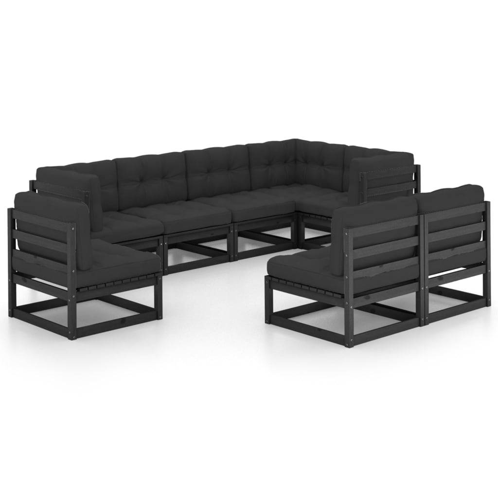 Helloshop26 - Salon de jardin meuble d'extérieur ensemble de mobilier 8 pièces avec coussins bois de pin massif - Imagen 1