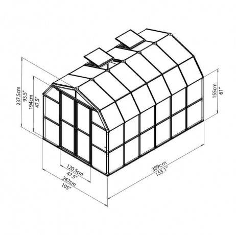 Canopia - Serre de jardin en polycarbonate Rion Grand Gardener 10,38 m², Ancrage au sol Oui - Image 3
