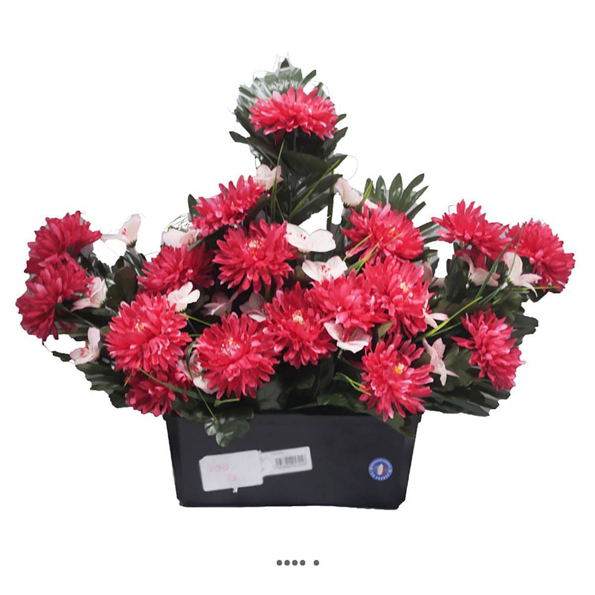 Artificielles - Devant de tombe fleurs artificielles cimetière chrysanthèmes et alstroemerias Rose fushia - couleur: Rose fushia 730 - Imagen 2