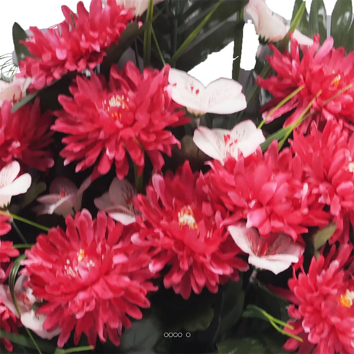 Artificielles - Devant de tombe fleurs artificielles cimetière chrysanthèmes et alstroemerias Rose fushia - couleur: Rose fushia 730 - Imagen 3
