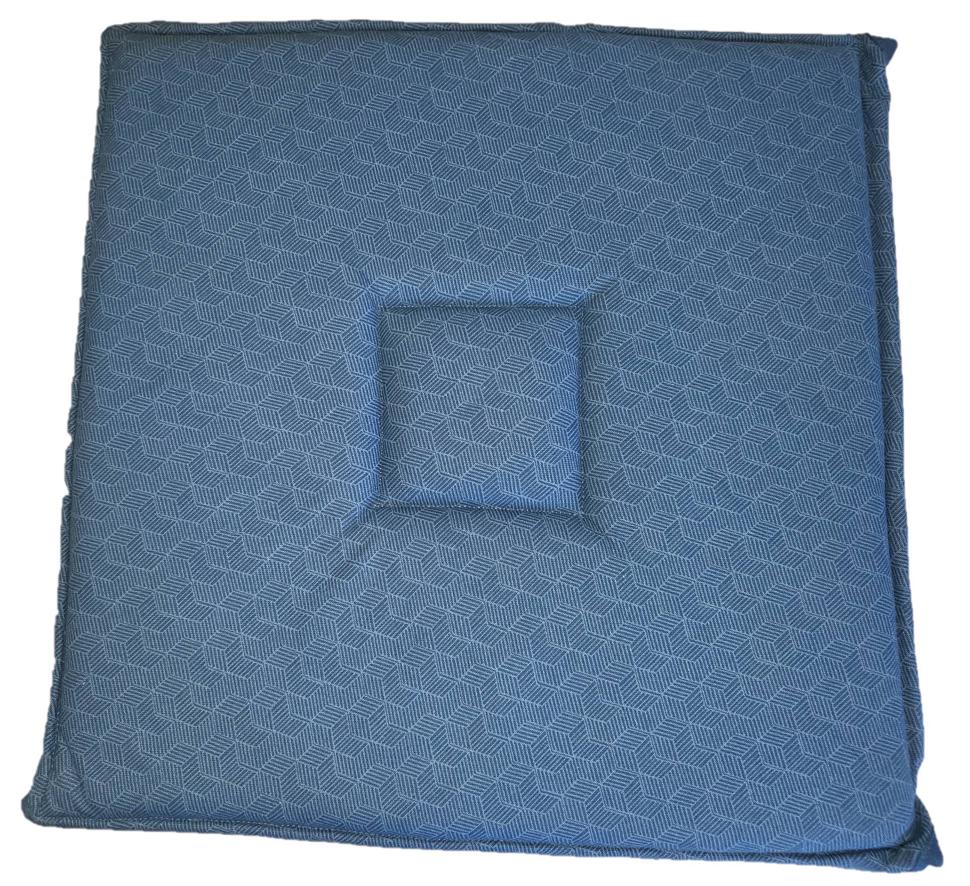 Eden - Galette de chaise 38 x 38 cm Geo lift bleu