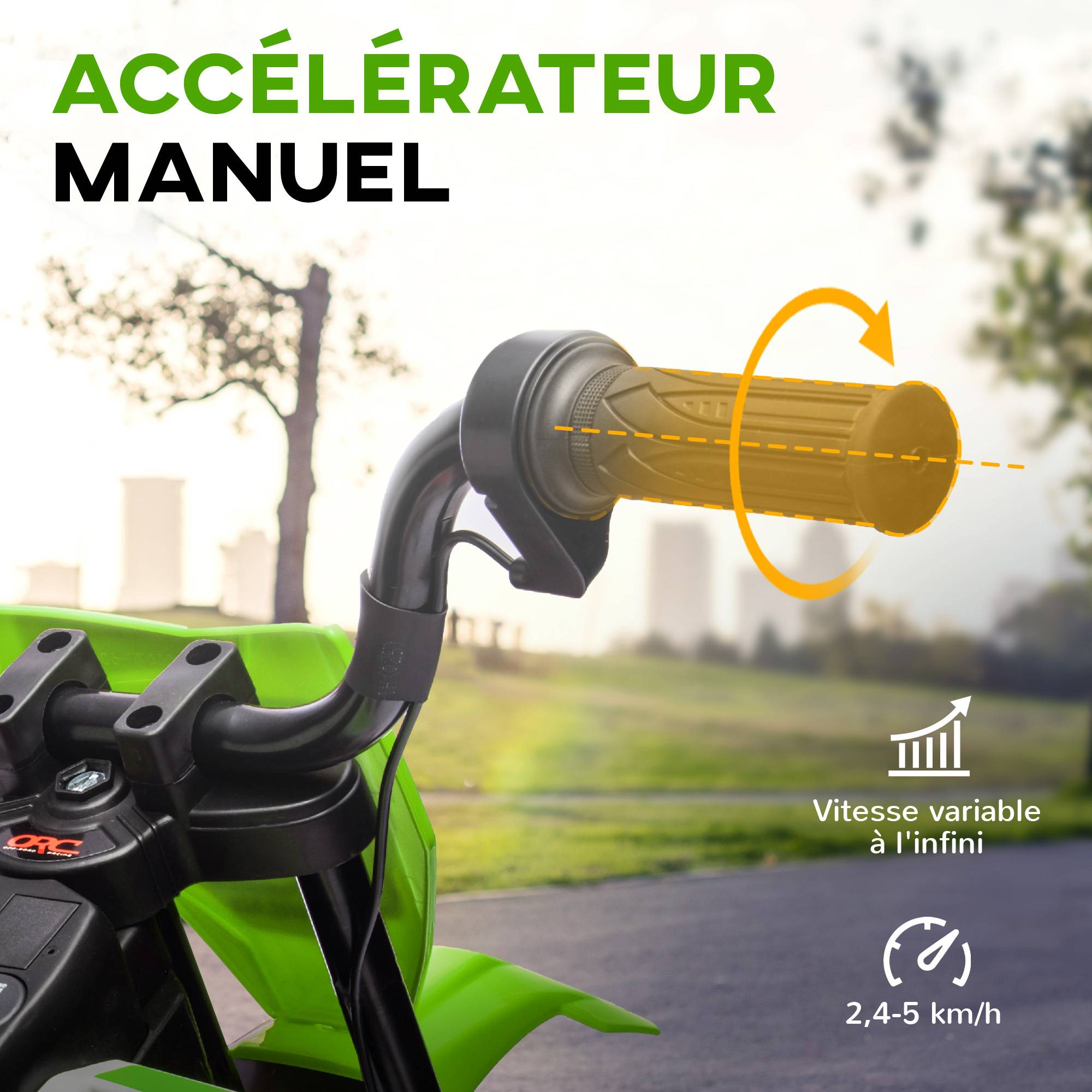 Moto électrique pour enfant moto cross pour enfants de 3 à 6 ans 2 moteurs 12V vitesse max. 5 km/h vert - Image 6