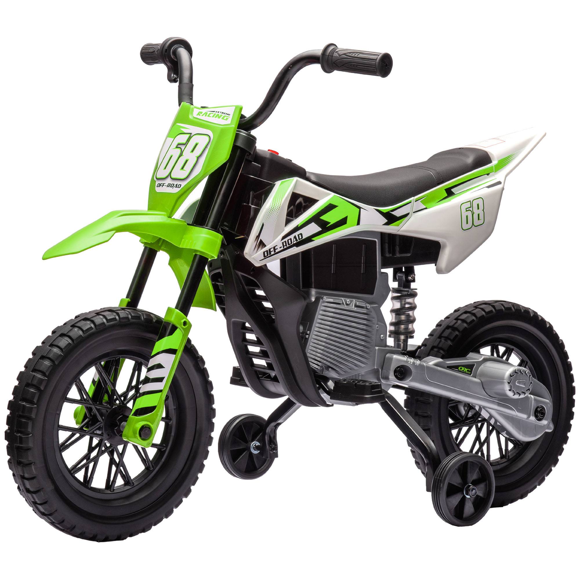 Moto électrique pour enfant moto cross pour enfants de 3 à 6 ans 2 moteurs 12V vitesse max. 5 km/h vert - Image 2