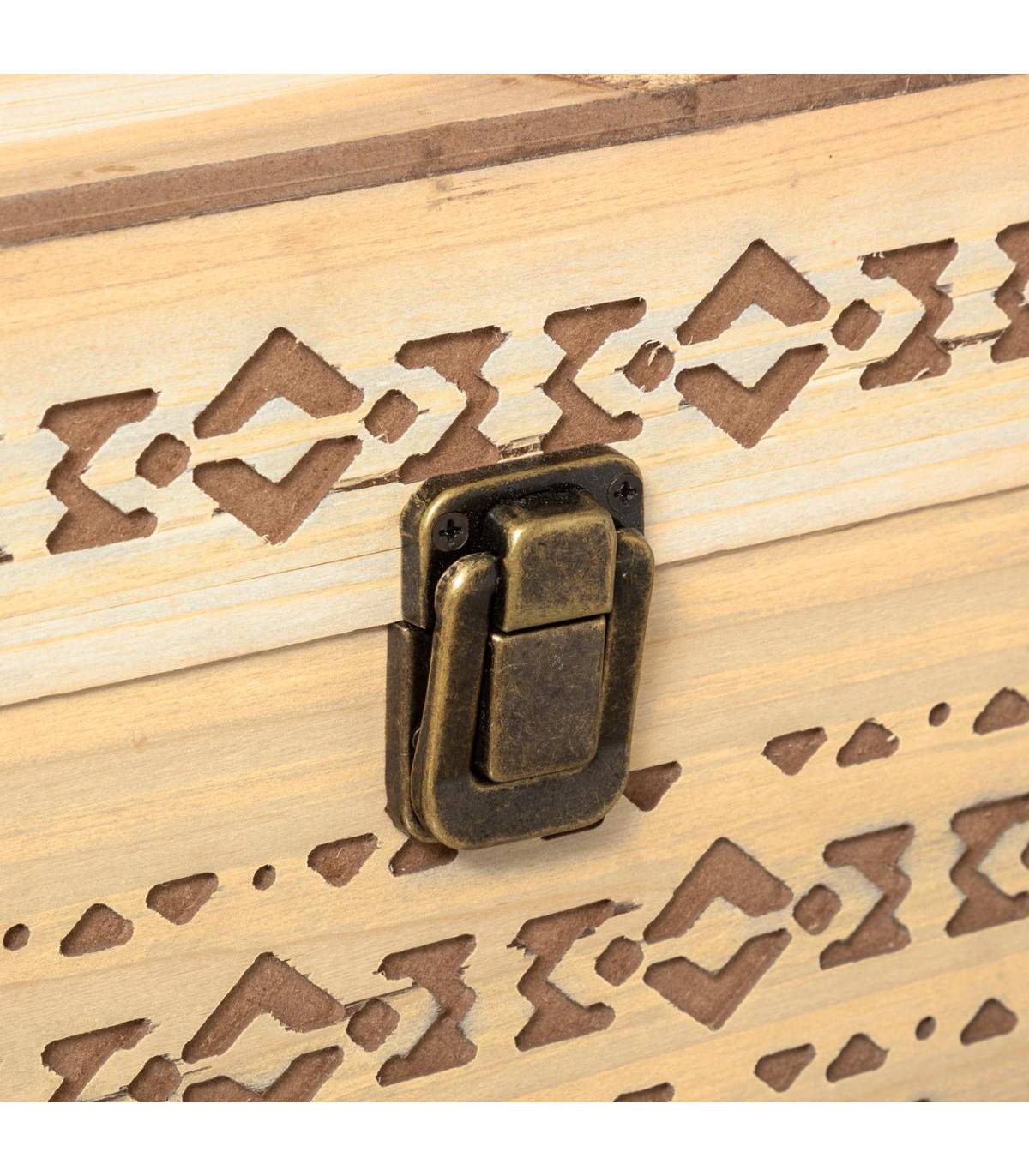 Set de 4 Malles de rangement en Bois Sculpté - Imagen 4