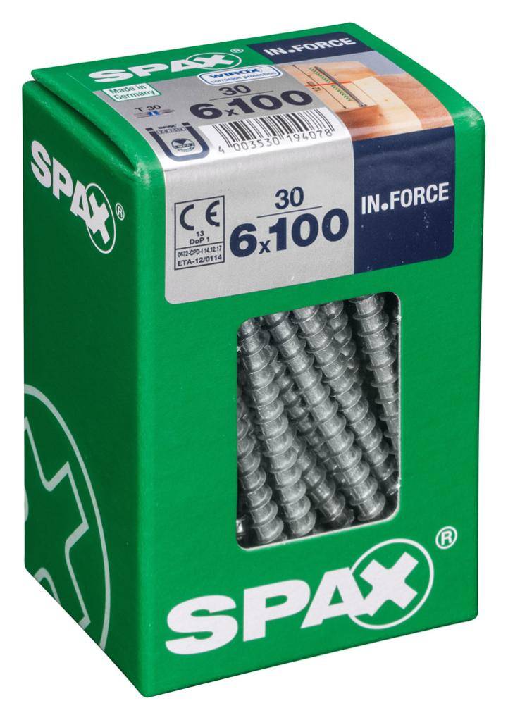 Spax - Lot de 30 vis acier tête cylindrique SPAX, Diam.6 mm x L.100 mm - Image 1