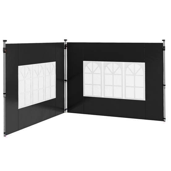 Outsunny - Lot 2 parois latérales pour tonnelle 3x3m/3x4m avec fenêtre tissu oxford 295x195cm noir - Outsunny - Image 5
