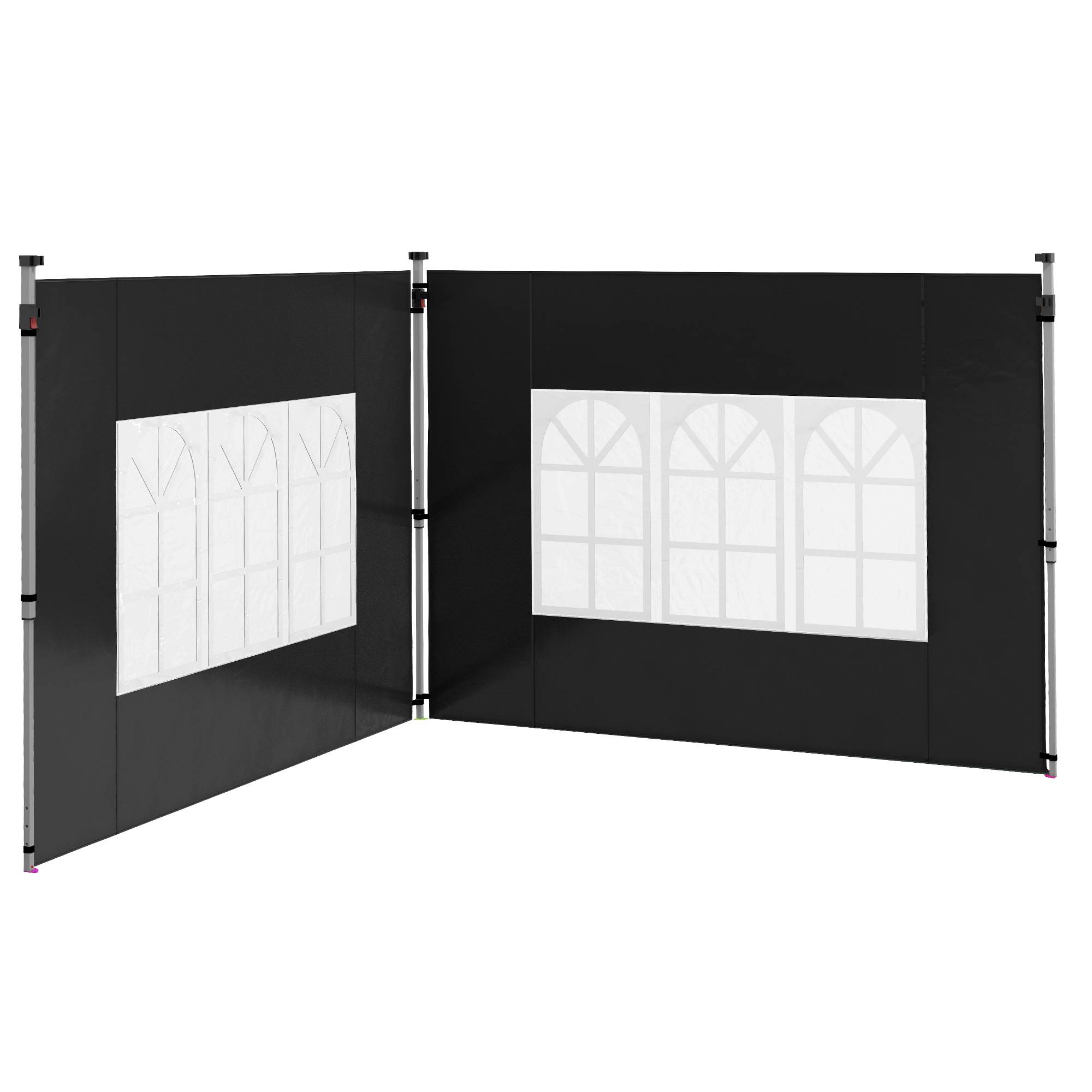 Outsunny - Lot 2 parois latérales pour tonnelle 3x3m/3x4m avec fenêtre tissu oxford 295x195cm noir - Outsunny - Image 5