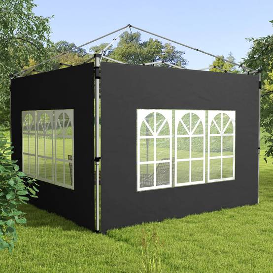 Outsunny - Lot 2 parois latérales pour tonnelle 3x3m/3x4m avec fenêtre tissu oxford 295x195cm noir - Outsunny - Image 4