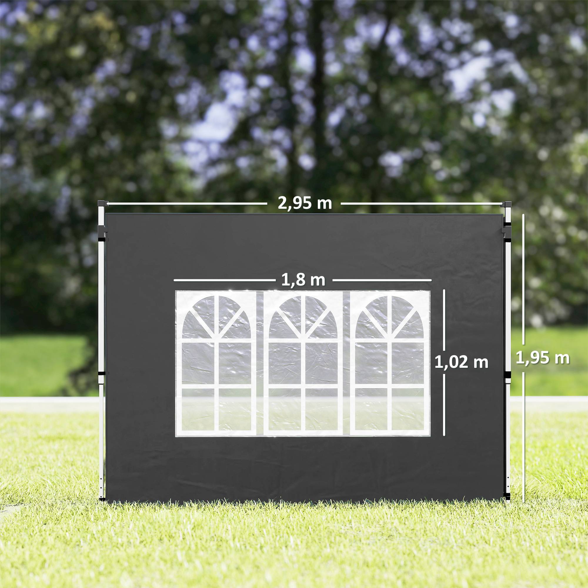 Outsunny - Lot 2 parois latérales pour tonnelle 3x3m/3x4m avec fenêtre tissu oxford 295x195cm noir - Outsunny - Image 3