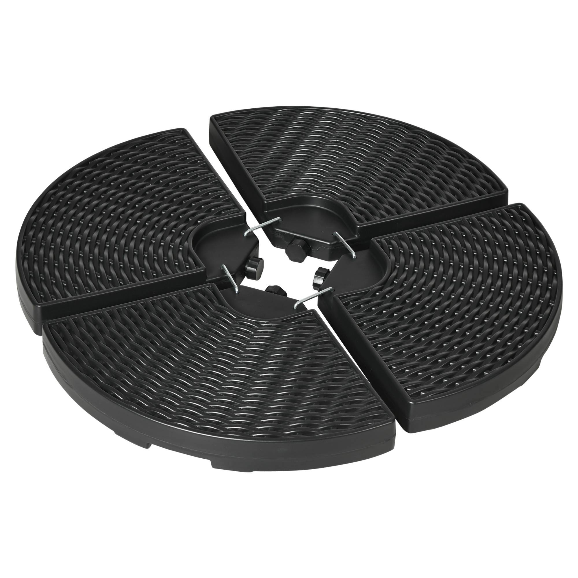 Poids parasol déporté plastique HDPE extérieur remplissage eau sable 100x100cm noir - ComfortXL Outdoor Living - Image 1