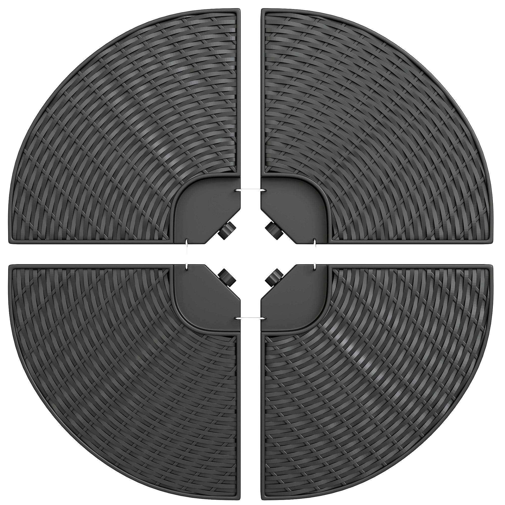 Poids parasol déporté plastique HDPE extérieur remplissage eau sable 100x100cm noir - ComfortXL Outdoor Living - Image 2