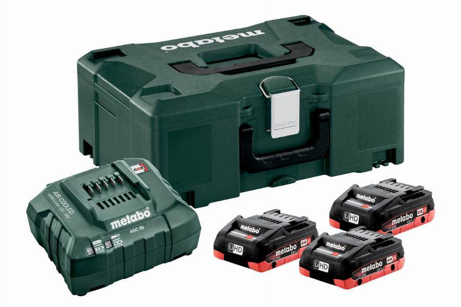 Metabo - Pack énergie 18V - METABO - avec 3 Batteries 4,0 Ah LiHD - Chargeur ASC 55 - coffret MetaBox - 685133000