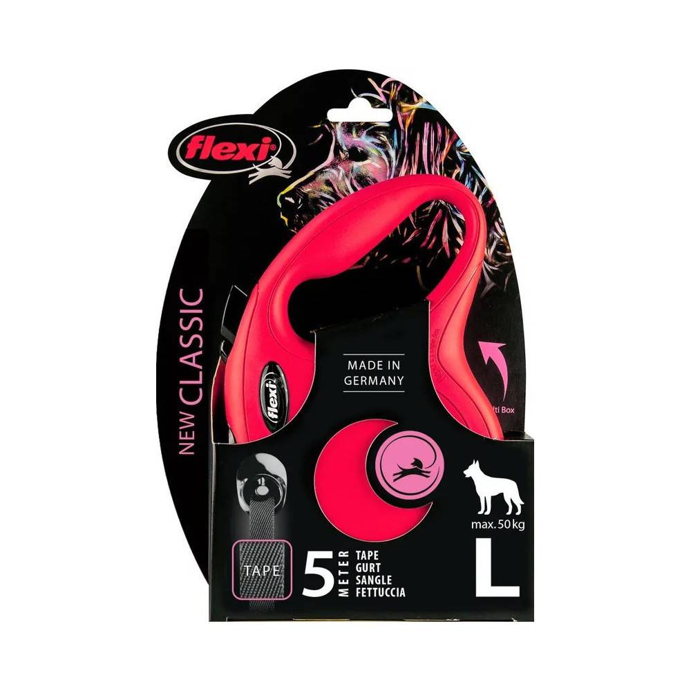 Flexi - Correa cinta 5 metros L Max 50 KG roja correa para perro - Imagen 2