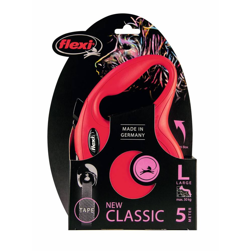 Flexi - Correa cinta 5 metros L Max 50 KG roja correa para perro - Imagen 4