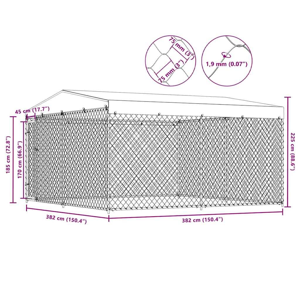 Vidaxl - Chenil extérieur avec toit pour chiens 382x382x225 cm vidaXL 145029 - Imagen 3