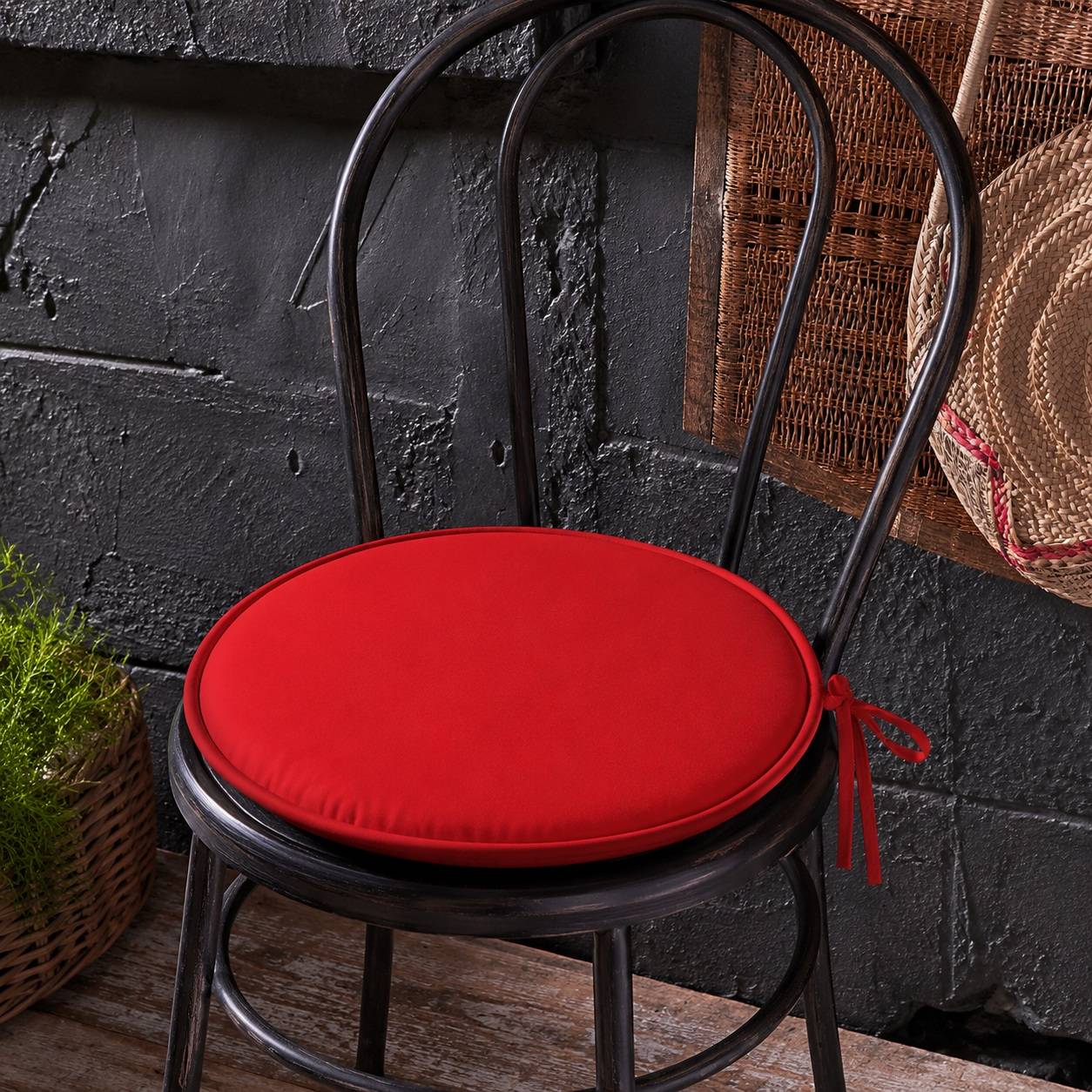 Eden - Galette de chaise ronde Unie Pop color 40 cm Rouge - Image 2