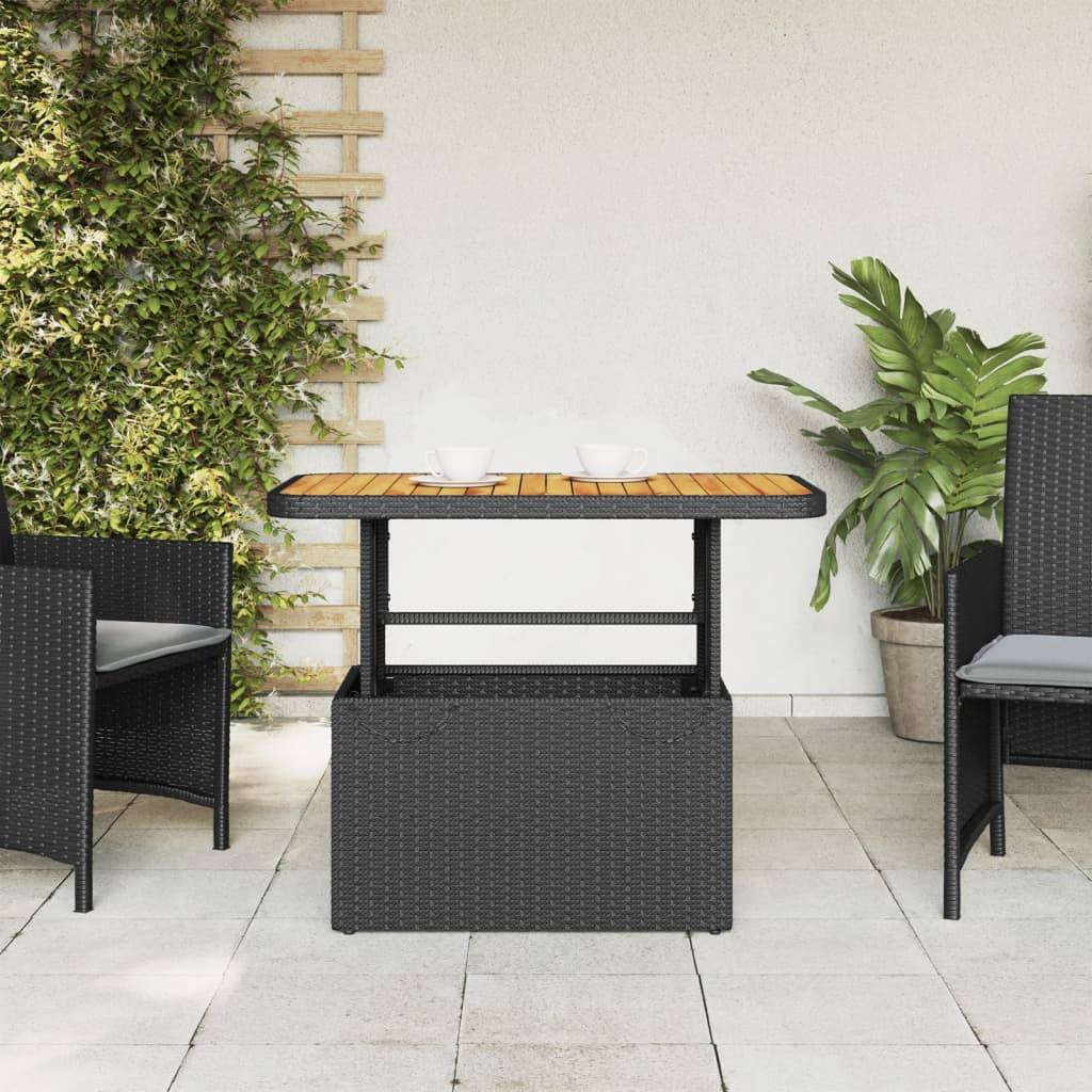 ComfortXL - Table de Jardin Rectangulaire Noire 90cm à Plateau Relevable en Bois d'Acacia, Hauteur Ajustable – ComfortXL Outdoor Living - Image 3