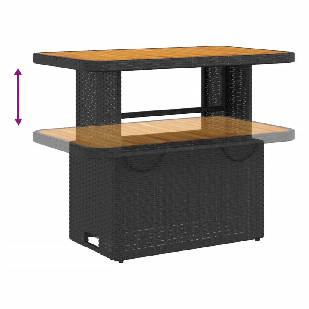 ComfortXL - Table de Jardin Rectangulaire Noire 90cm à Plateau Relevable en Bois d'Acacia, Hauteur Ajustable – ComfortXL Outdoor Living - Image 4