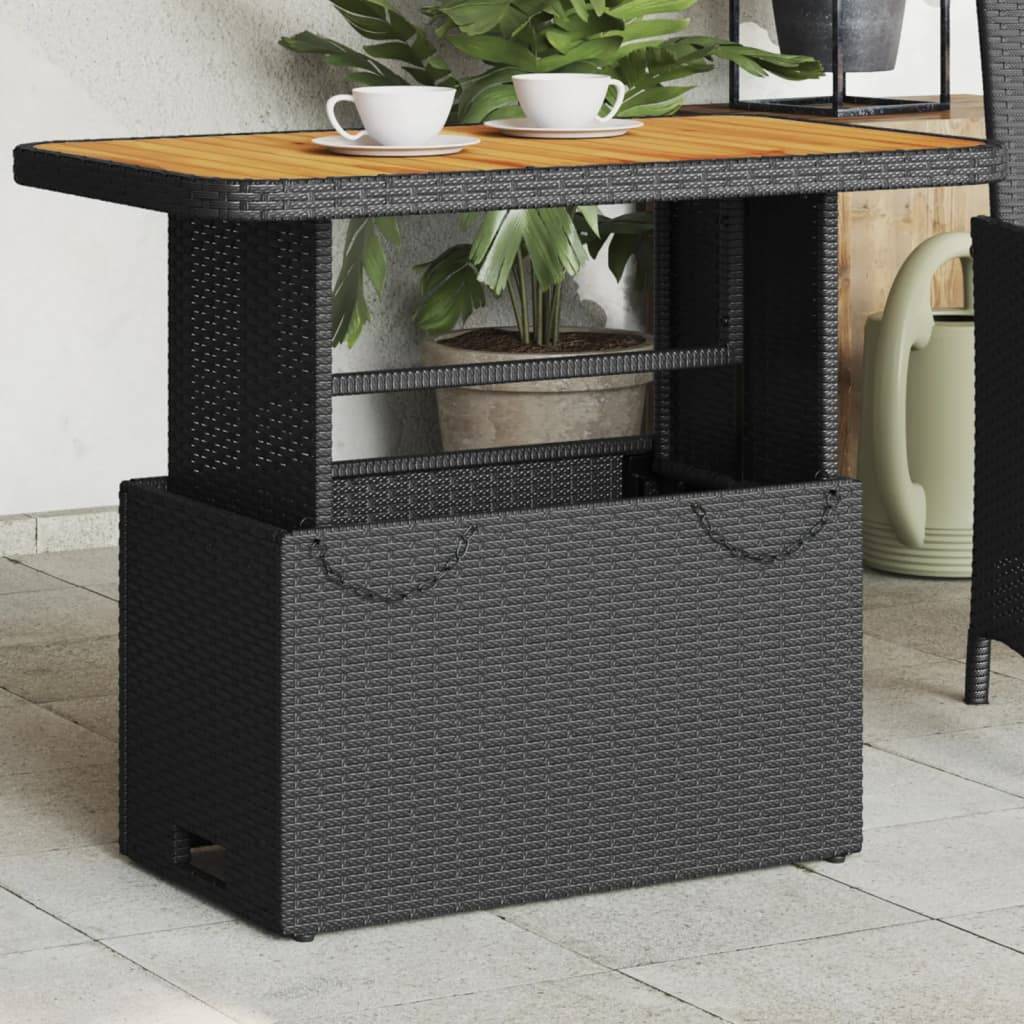 ComfortXL - Table de Jardin Rectangulaire Noire 90cm à Plateau Relevable en Bois d'Acacia, Hauteur Ajustable – ComfortXL Outdoor Living - Image 1