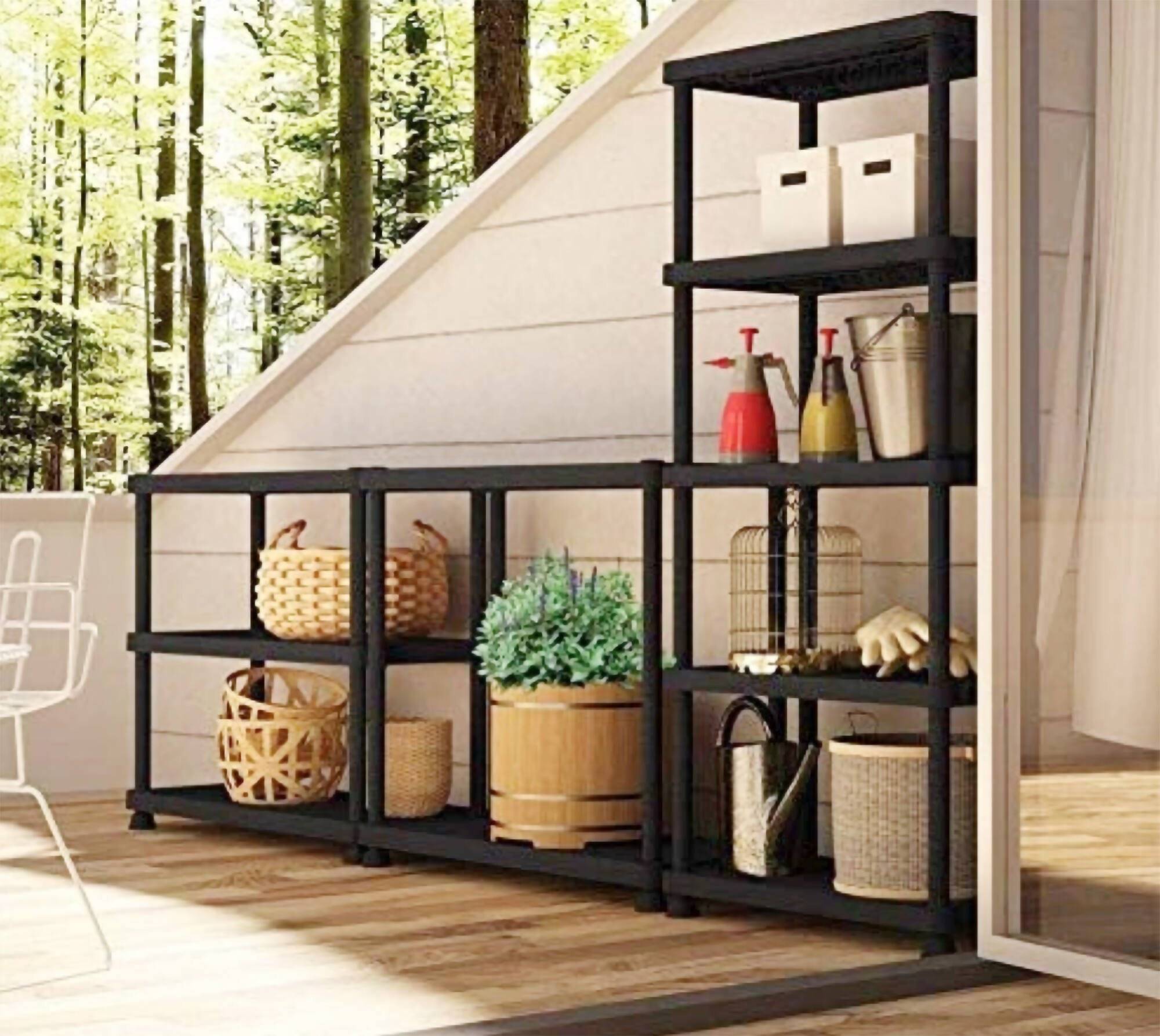 Dmora - Armoire d'extérieur Incourt, Etagère d'extérieur, Armoire polyvalente avec 3 étagères, 100% Made in Italy, Anthracite, 72x35h165 cm - Dmora - Imagen 4
