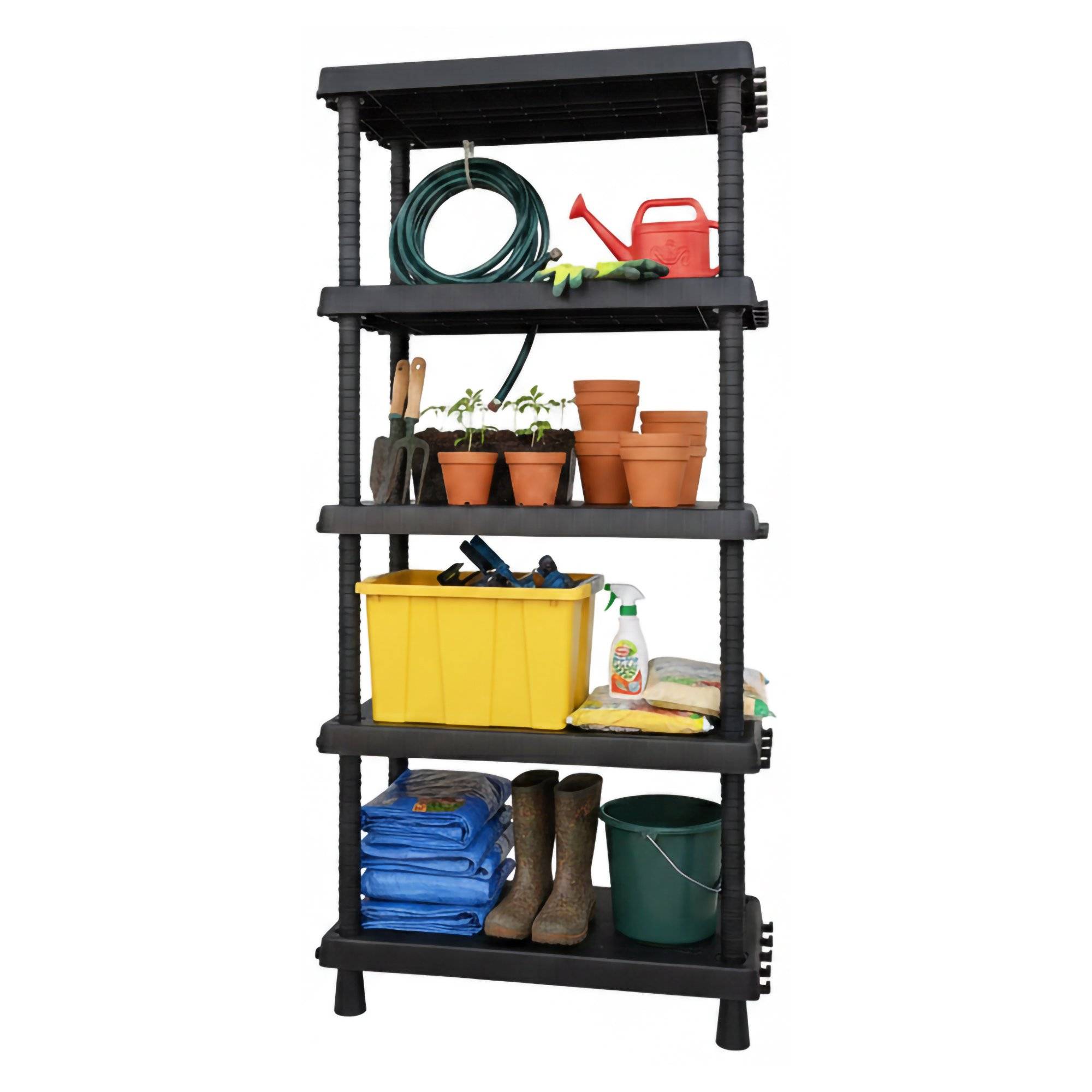 Dmora - Armoire d'extérieur Incourt, Etagère d'extérieur, Armoire polyvalente avec 3 étagères, 100% Made in Italy, Anthracite, 72x35h165 cm - Dmora - Imagen 1