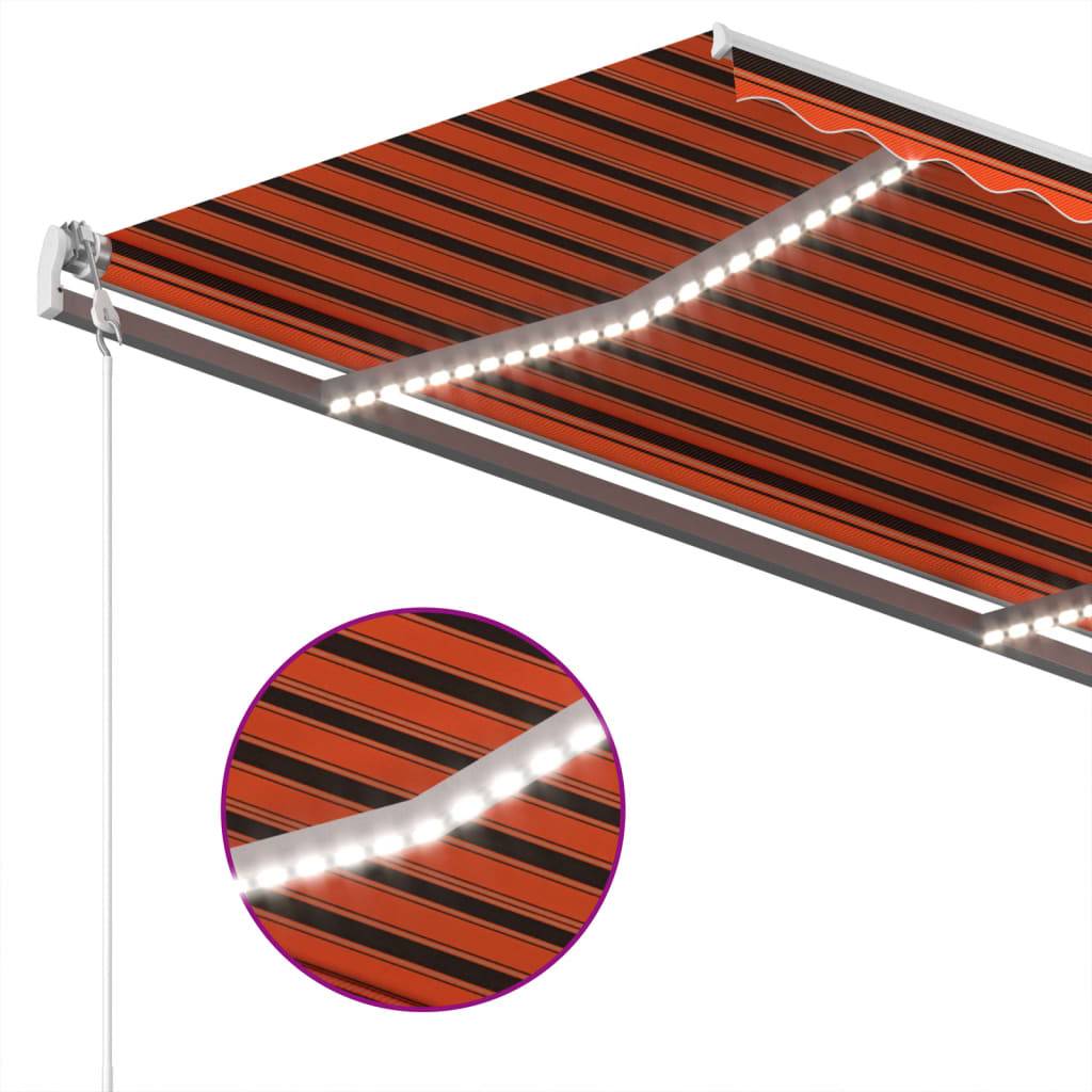 Store banne motorisé aluminium terrasse capteur vent LED 400x300cm orange marron - ComfortXL Outdoor Living - Image 5