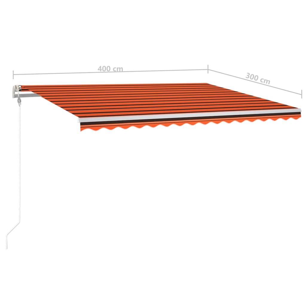 Store banne motorisé aluminium terrasse capteur vent LED 400x300cm orange marron - ComfortXL Outdoor Living - Image 10