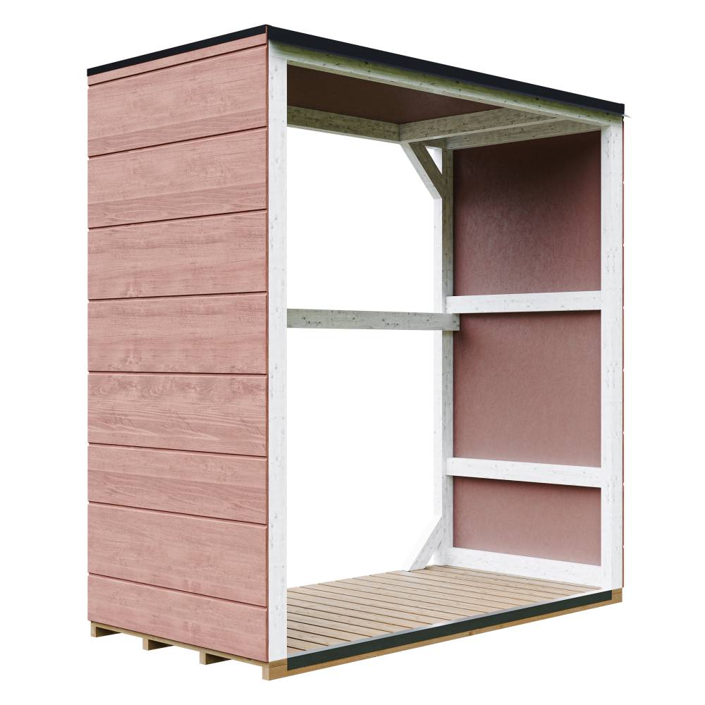 Timbela - Abri à bûches extérieur 1,14 m² / 75x153xH159 cm - Remise extérieure pour bois de chauffage résistante aux intempéries - Timbela M980-1-REDWOOD RED - Image 1