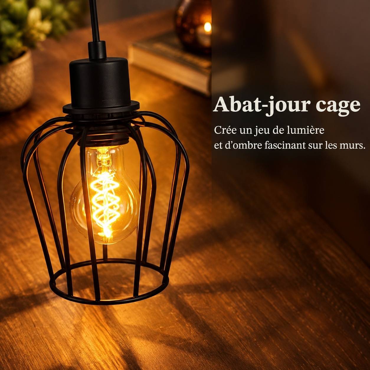 Suspension Vintage Bois Massif Abat Jour en Acier pour Salon - Image 6