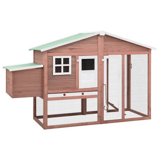 Grand poulailler bois de sapin avec nichoir et parc extérieur Moka – ComfortXL Outdoor Living - Image 1