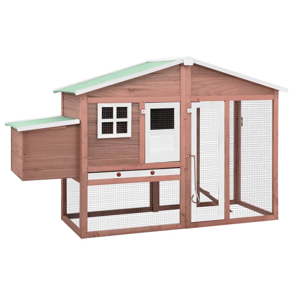 Grand poulailler bois de sapin avec nichoir et parc extérieur Moka – ComfortXL Outdoor Living - Image 1