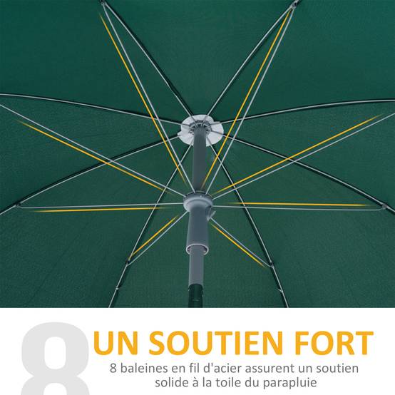 Outsunny - Parasol inclinable octogonal Ø2m sac de transport inclus métal polyester vert - Outsunny - Image 6