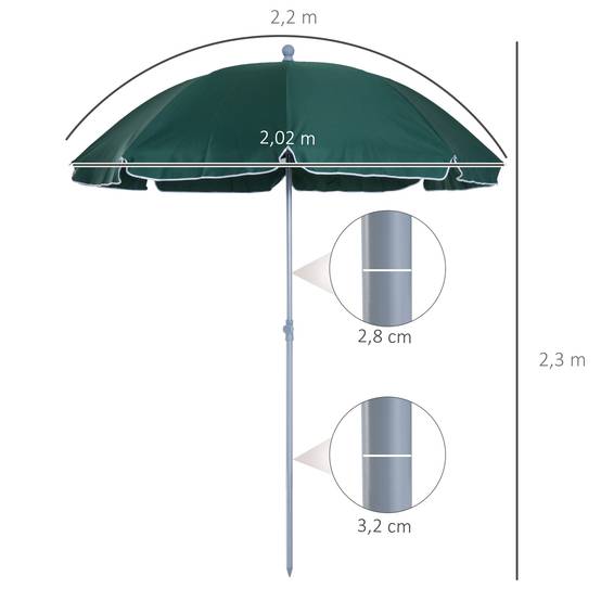 Outsunny - Parasol inclinable octogonal Ø2m sac de transport inclus métal polyester vert - Outsunny - Image 3