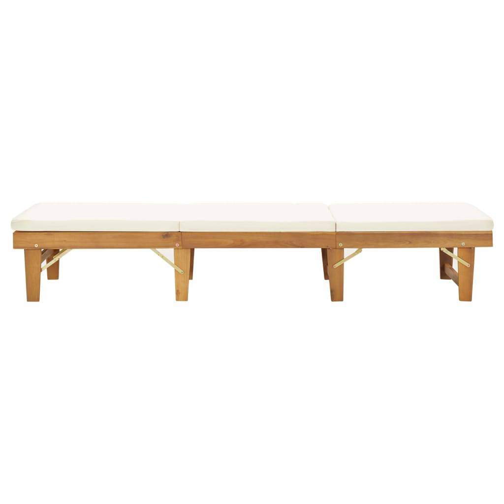 Helloshop26 - Transat chaise longue bain de soleil lit de jardin terrasse meuble d'extérieur pliante avec coussin bois d'acacia solide - Imagen 4