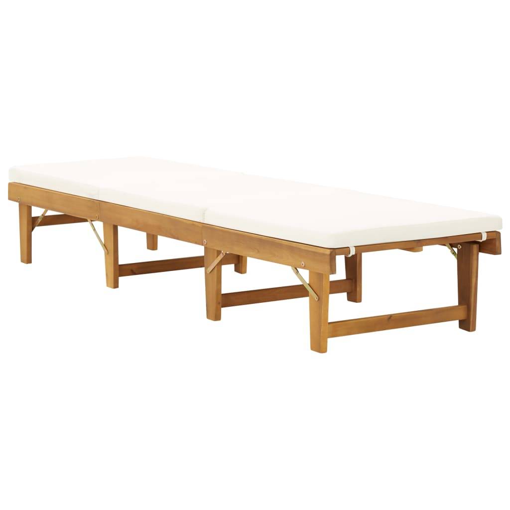 Helloshop26 - Transat chaise longue bain de soleil lit de jardin terrasse meuble d'extérieur pliante avec coussin bois d'acacia solide - Imagen 2