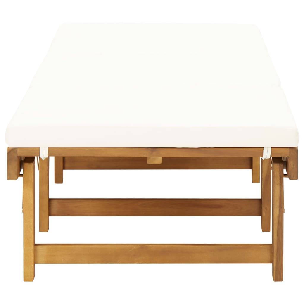 Helloshop26 - Transat chaise longue bain de soleil lit de jardin terrasse meuble d'extérieur pliante avec coussin bois d'acacia solide - Imagen 5