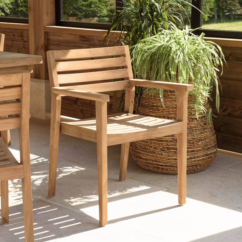 Macabane - KALLY - Lot de 2 fauteuils de jardin en bois teck - Imagen 2
