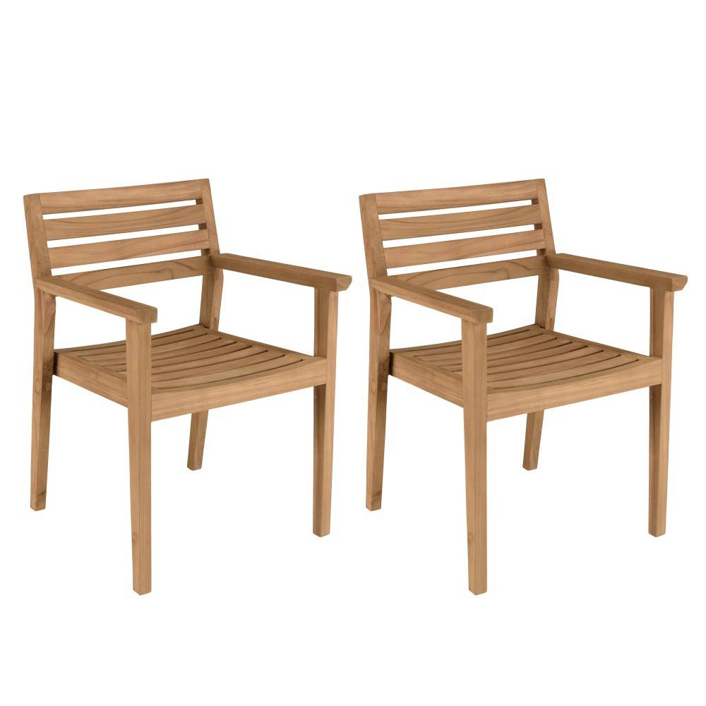 Macabane - KALLY - Lot de 2 fauteuils de jardin en bois teck - Imagen 1