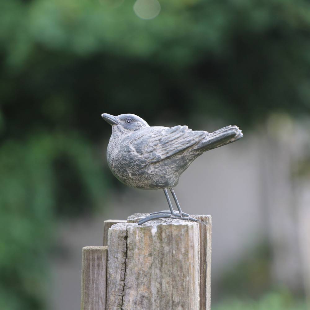 Chemin De Campagne - Set de deux oiseaux en résine vieillie grise 9 x 5 x 9 cm Chemin de campagne - Imagen 4