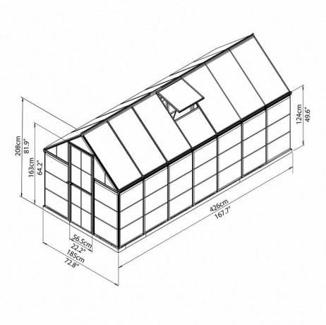 Canopia - Serre de jardin en polycarbonate Hybrid 7,88 m², Couleur Vert, Ancrage au sol Non - Imagen 6