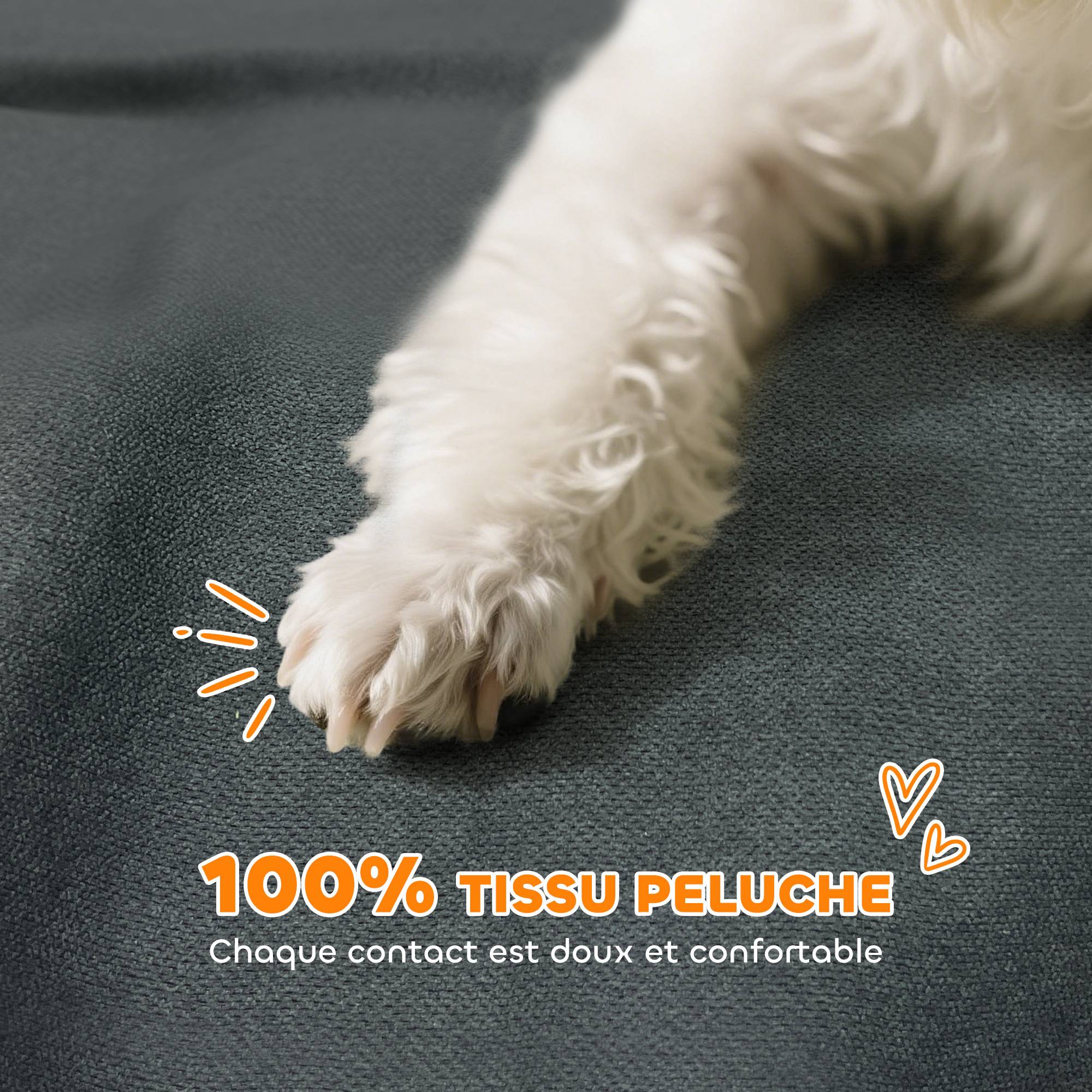 Canapé pour chien, canapé pour animal de compagnie avec dossier et accoudoirs, respirant, 66 x 42 x 28,5 cm, gris foncé - Image 6
