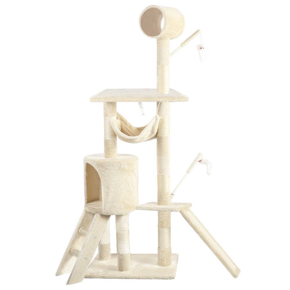 Vounot - Arbre à chat 154cm avec griffoir, niche et plateforme - Beige - Arbre à grimper pour chats - VOUNOT® - Image 1